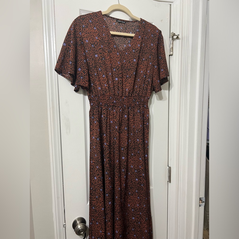 Black and orange floral maxi dress